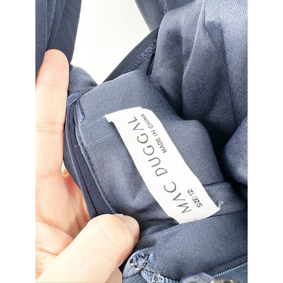 Mac Duggal 12231 Midnight Beaded Cuff Drop Shoulder Faux Wrap Gown Size 12 NWT - Picture 7 of 8